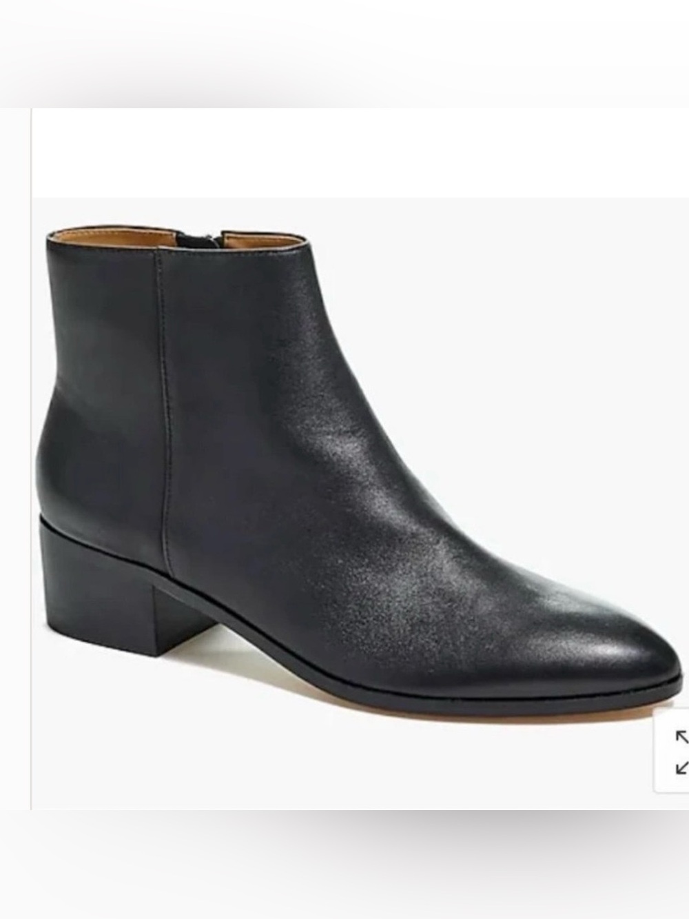 J.Crew Soft Leather Black Walker Ankle Boots Block Heel Womenโs 7.5